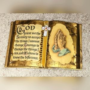 Vintage Serenity Prayer Praying Hands Book Decoration